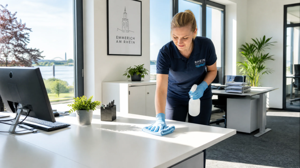 Professionelle Büroreinigung in Emmerich am Rhein während eines Frühjahrsputzes.